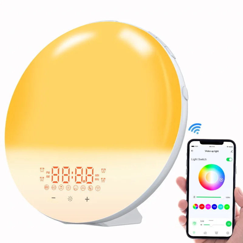 

WIFI Sunrise Alarm Clock Wake Up Light With Alexa Google Home Smart Life Tuya App