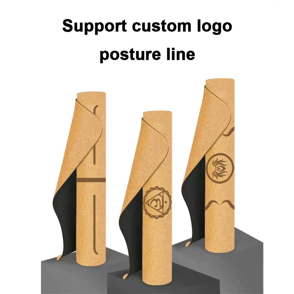 

Natural environmentally friendly cork TPE yoga mat supports a customized logo