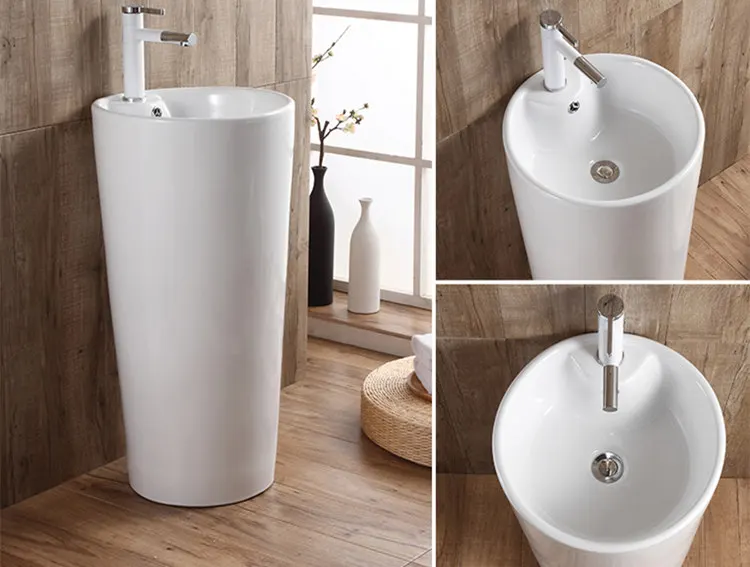 Modern design ceramic competitive price one piece pedestal basin