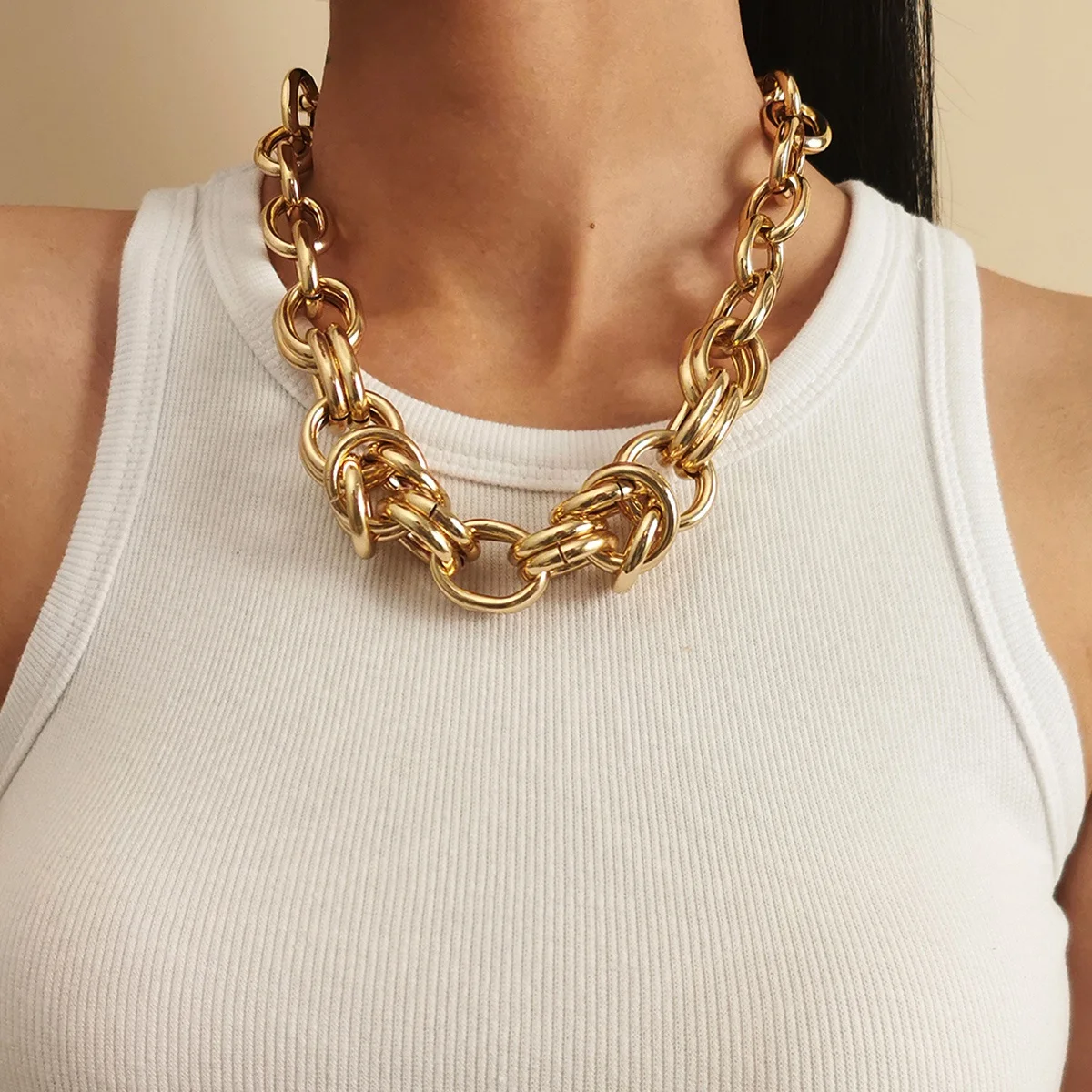 

New Fashion Hip Hop Necklace Single Layer Gold Chain Exaggerated Necklace For Women
