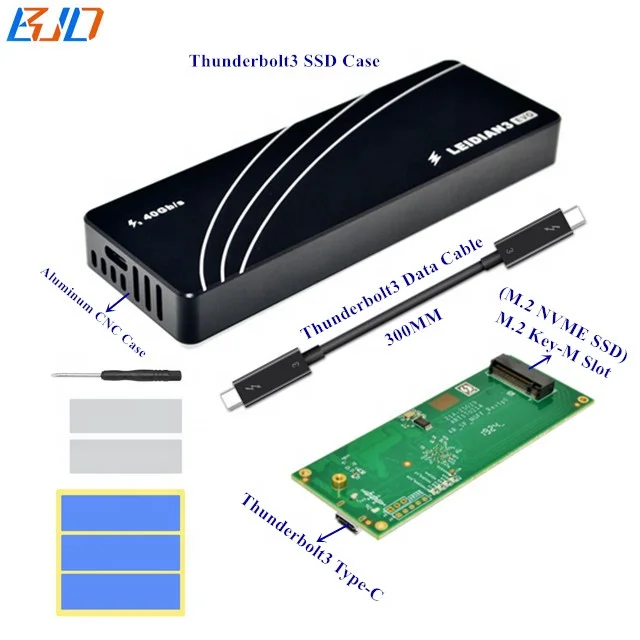 

Thunderbolt 3 40Gbps USB 3.1 Type C to M.2 NGFF M Key PCIE 3.0 GEN3 NVME SSD Adapter with External Enclosure HDD Case