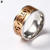 Hot selling stainless steel jewelry for wedding hollow gold inlay charm ring