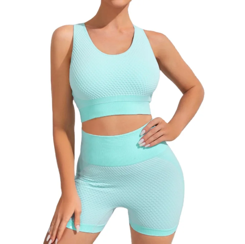 

Hot Sale Sports Running Plus Size Seemless Two-Piece Bra Shorts Suit Yoga Wear Set