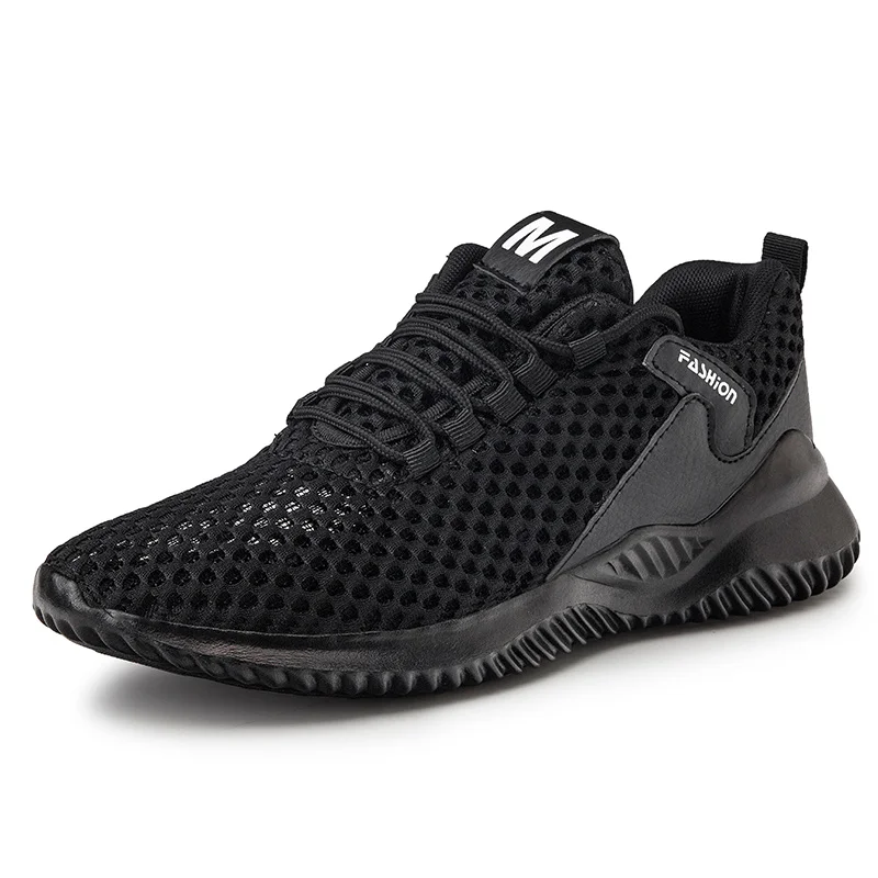 

Large size fashion men sneakers sports mesh running shoes for summer, Black/grey/white