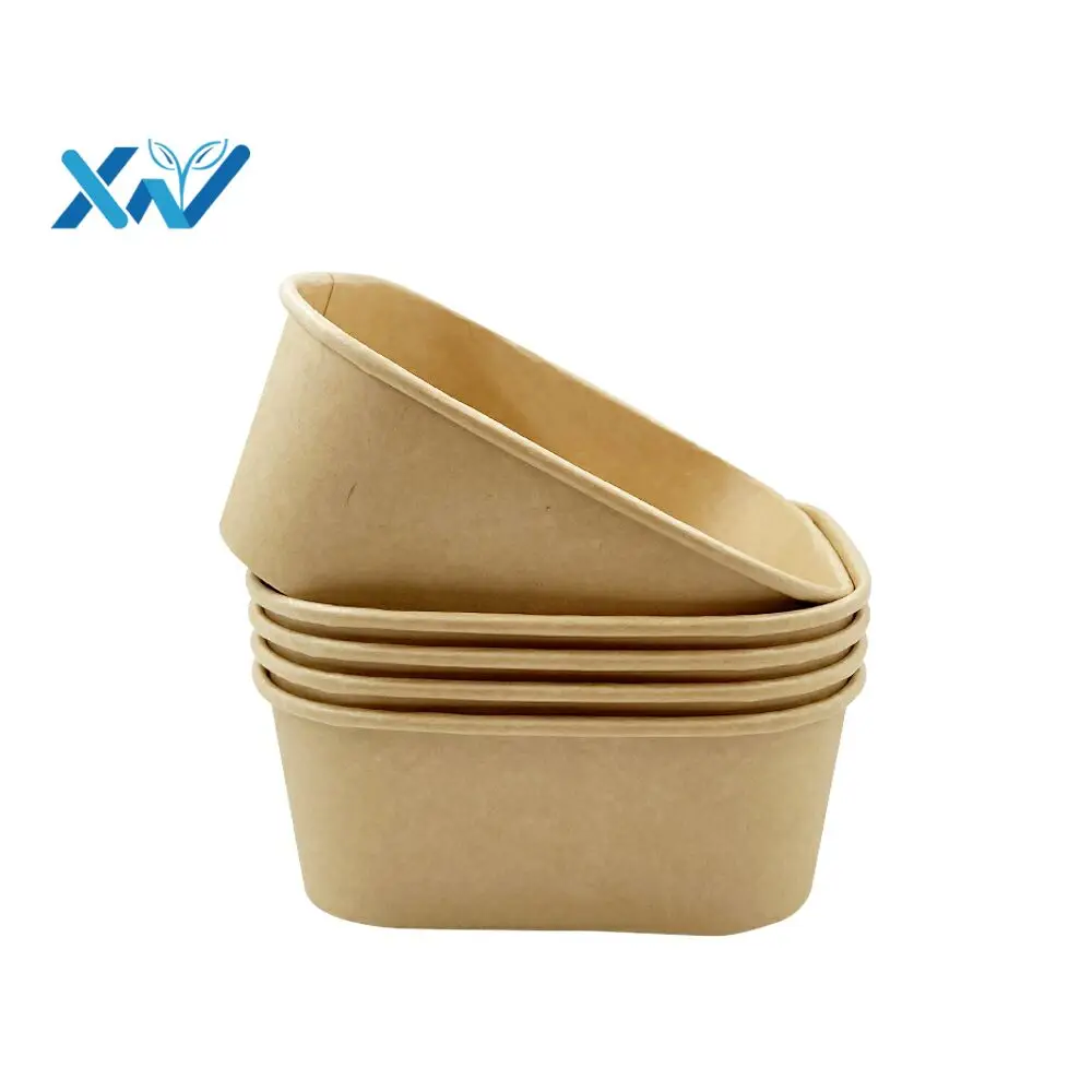 

Disposable Custom Printing Food Packing Box Container Salad Bowls Kraft Paper Bowl