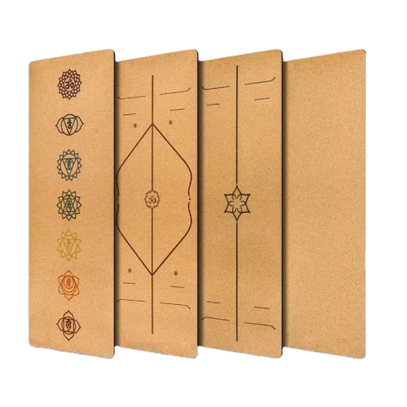 

Natural rubber printed cork yoga mat with logo, Customized color