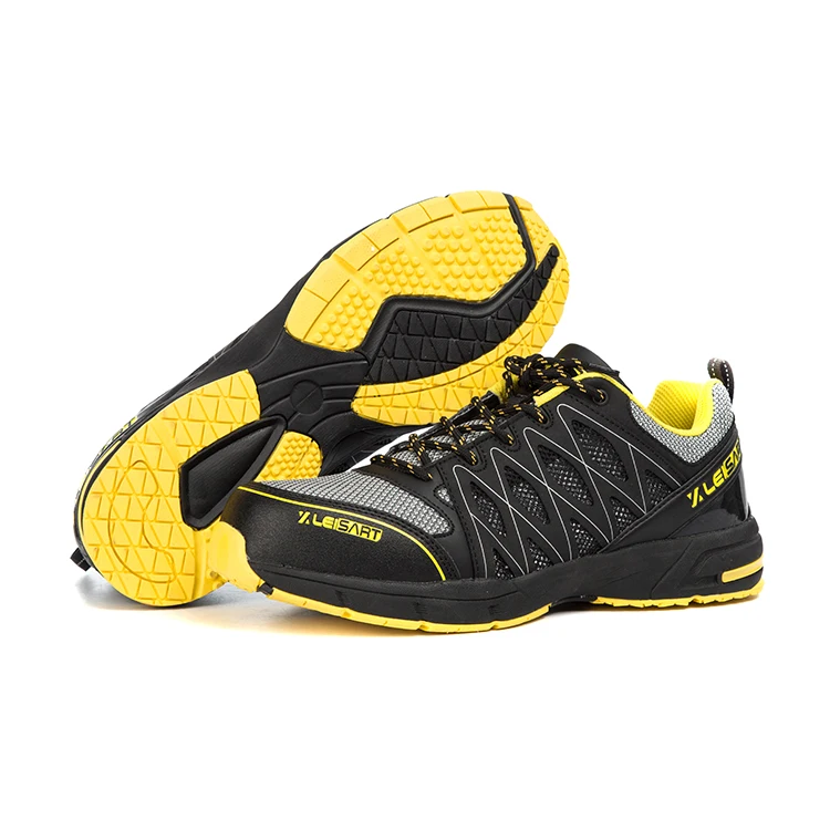 

Wholesale Mens Breathable Men Work Boot Casual Trainers Steel Toe Safety Shoes, Black-yellow