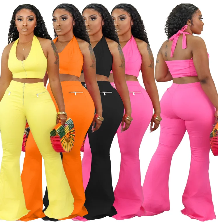 

D94570 Plus size sports wear sets solid color sleeveless activewear women two piece sets, Picture color