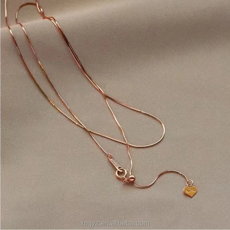 

Certified 18K Gold Necklace Flat Snake Bone Chain AU750 Elegant Color Gold Adjustable Necklace Female Wholesale