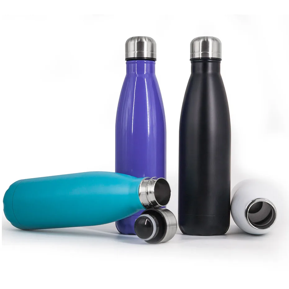 

Environmentally friendly custom logo double wall stainless steel purple water bottles, Silver , red, green, black