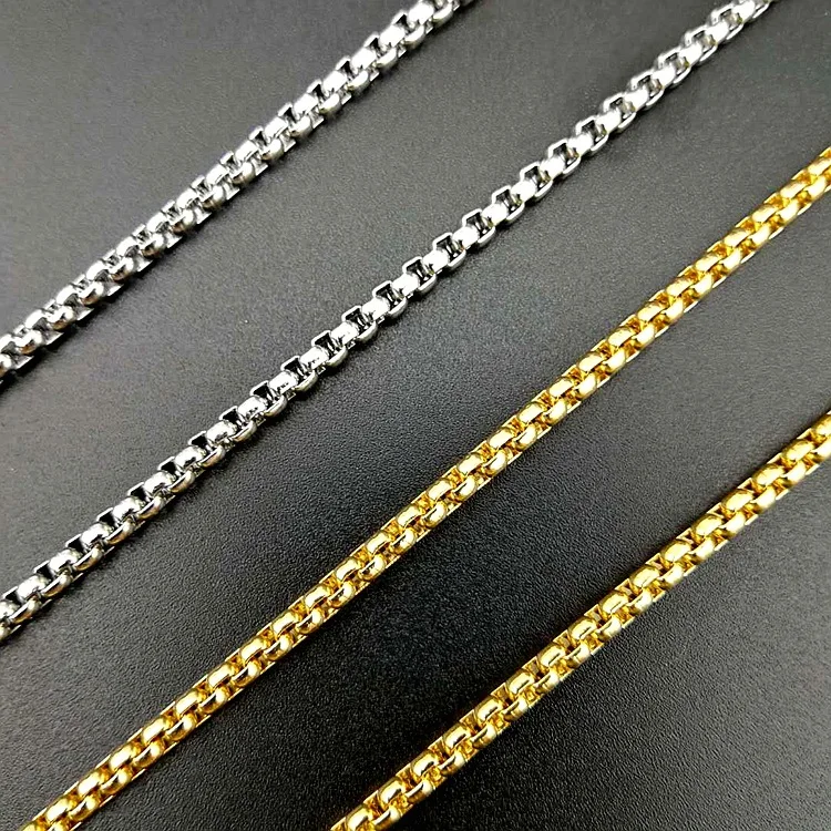 

2023 New Hop Hip JEWELRY 18K Gold Plated Stainless Steel Box Chain Fashion Jewelry Necklace