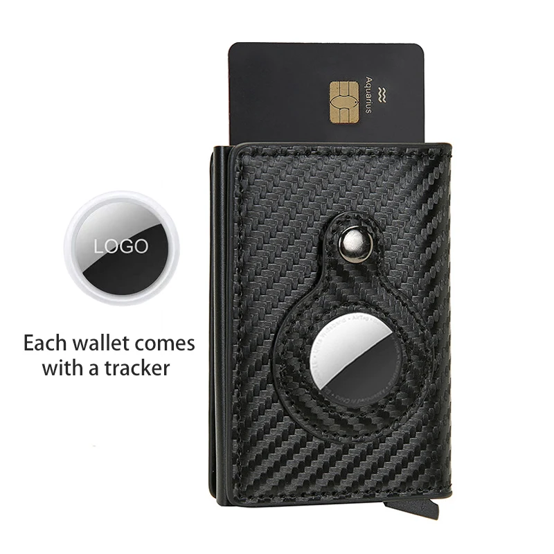 

synthetic slide leather smart card holder rfid pu pop-up airtag wallet leather airtag wallet set with airtag tracker, As shown in the pictures