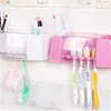 Free Shipping Toothbrush Racket Holder Storage Box Bathroom Makeup Accessories Products Sets Suction Hooks