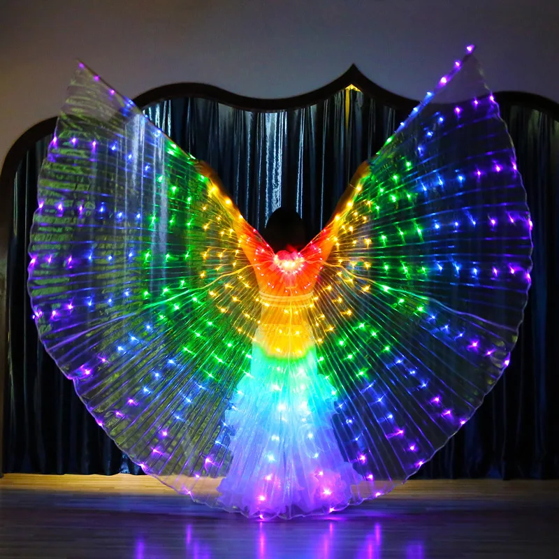 

Adult Belly Dance Accessories Led Wings with Adjustable Sticks Stage Performance Props Shining Led Wings Open 360 Degrees