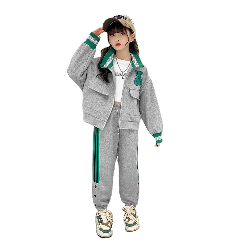 

Custom Fashionable Kids Hoodie & Trousers Casual Two-piece Girls Clothing Set for Spring & Autumn