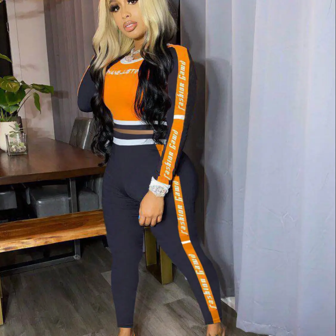 

X00631L New arrival sport women two-piece set+Monogrammed casual suit two pieces, 6 colors