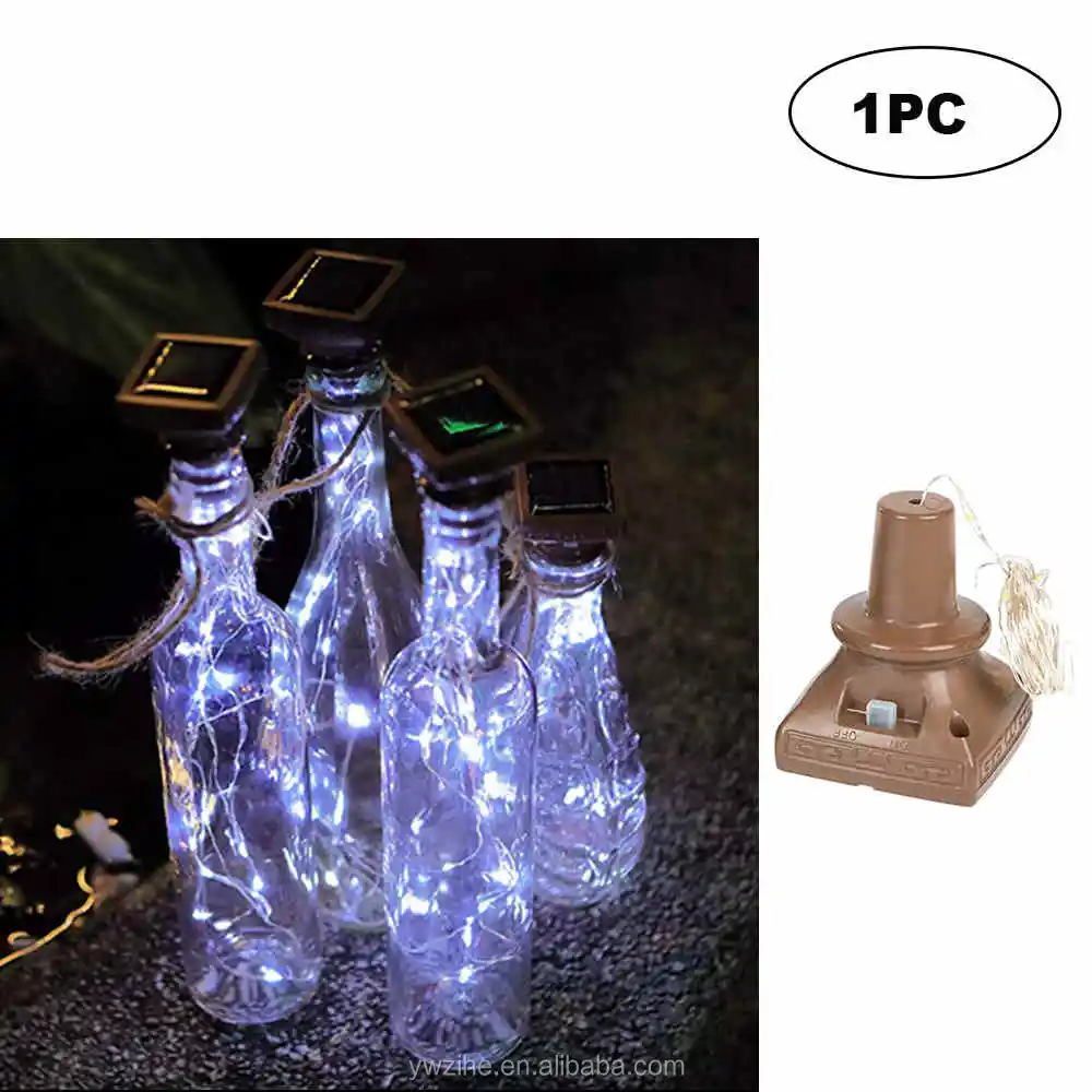 15-50 LED Solar Powered Wine Bottle Cork Shape LED Fairy Copper Garland Festoon 