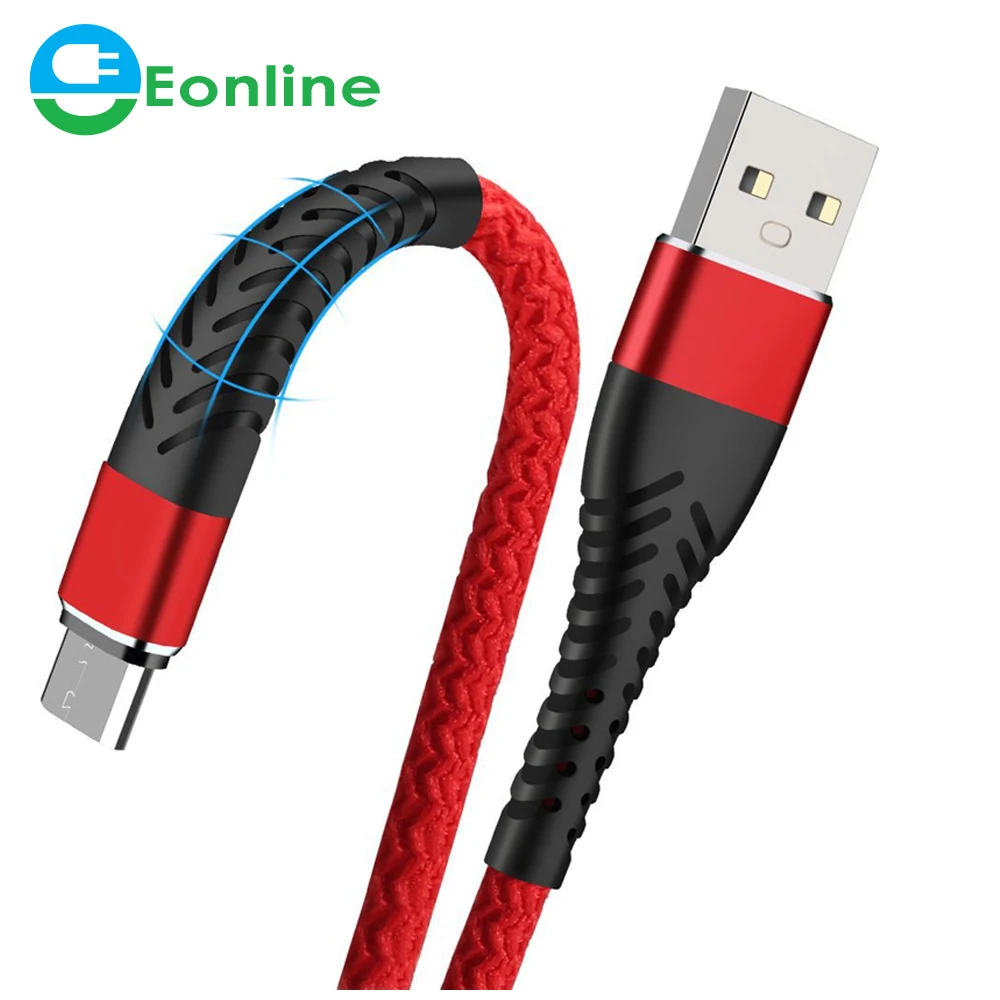 

1M 2M 3M Micro USB Cable Fast Charging 2.4A Microusb Cord For Samsung S7 Xiaomi Redmi Note 5 Pro Android Phone cable, Black / red /blue