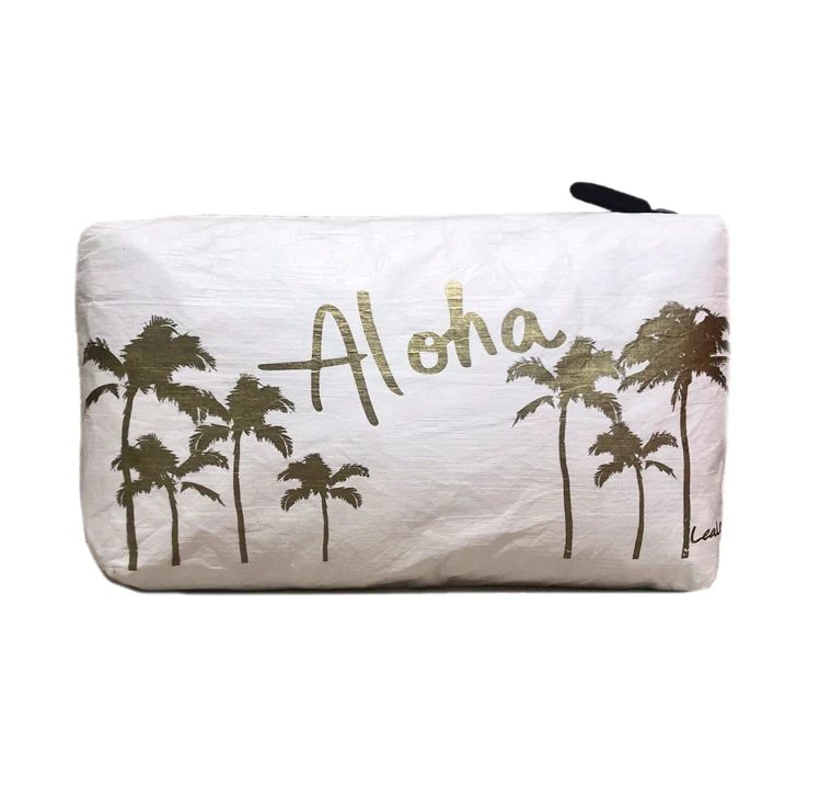 

Aloha Hot Selling Tvyek Makeup Bag Dupont Paper Palm Trees Printed Cosmetic Bag Pure Color Cold Fashion Waterproof Storage Bag, 4 colors