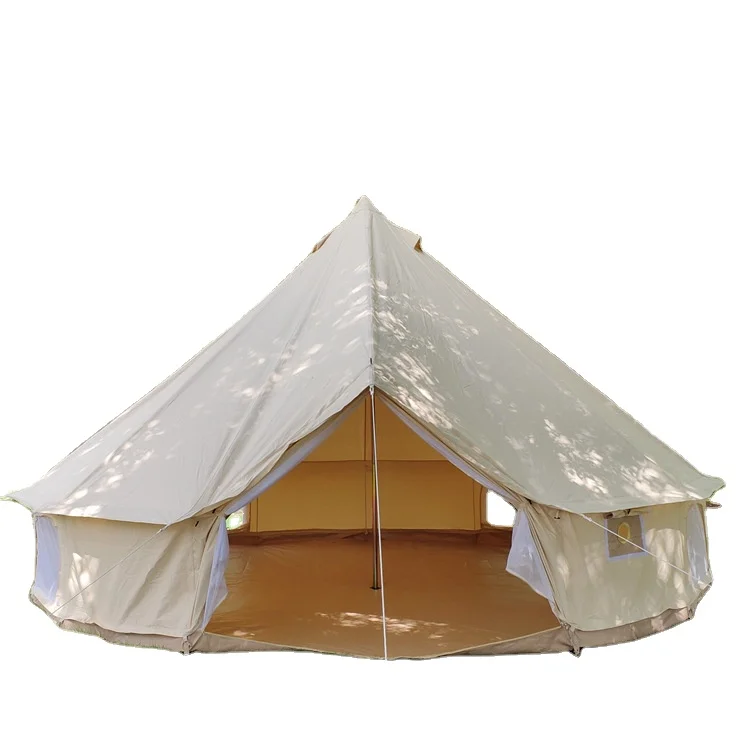 

3M 4M 5M 6M outdoor canvas bell tent two door canvas bell tent for sale Waterproof Camping Tent for Outdoor Hotel, White