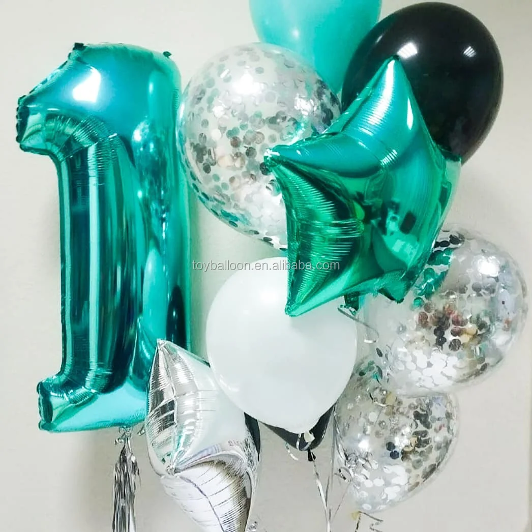 teal number balloons