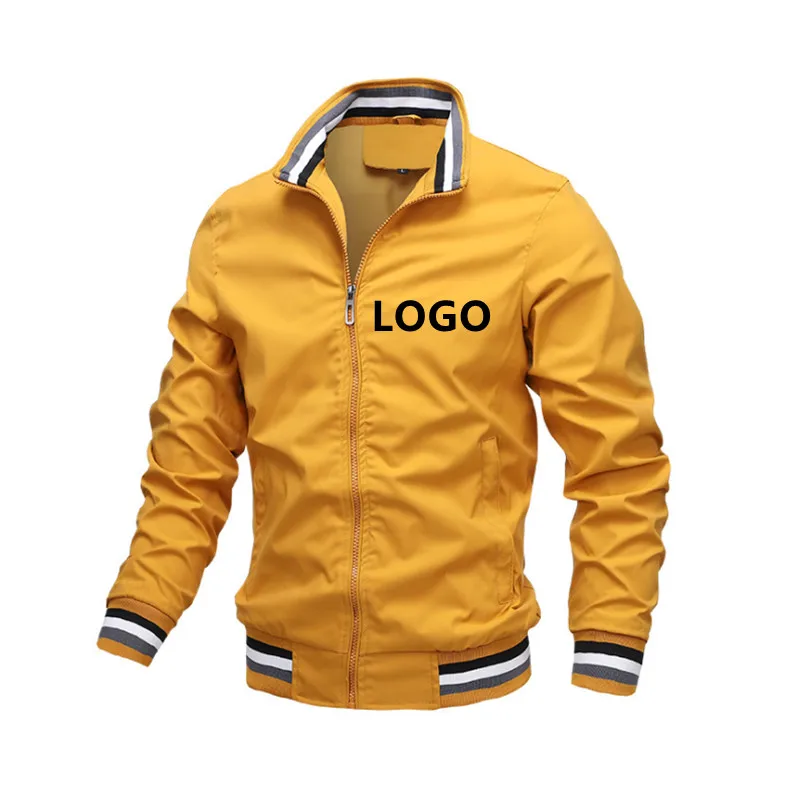 

OEM Hot Sale Plus Size Men'S Custom bomber zip up Jackets Men Jackets And Coats 2021 jacket with logo, Picture shows