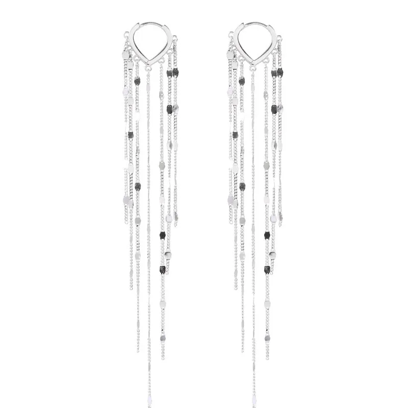 Tassel Earrings Female Fashion S925 Sterling Silver Advanced Atmosphere Long Trendy Style for Wedding