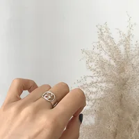 

Japan and Korea New S925 Pure Silver Fashion Simple Logo Delicate Double G Temperament Open Rings KL5004