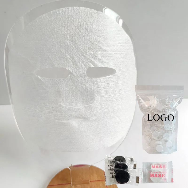 

100% pure cotton face mask High quality smooth skin care DIY compressed facial mask, White color