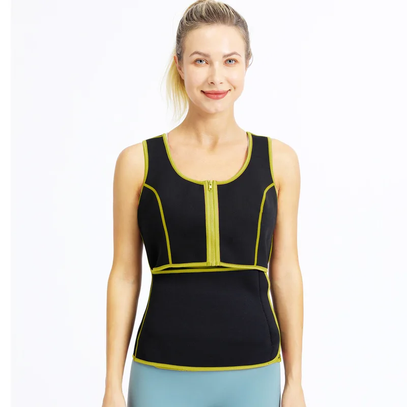 

Chloroprene Rubber Soft Waist Trainer Women Sweat Sauna Vest, Pink yellow gray