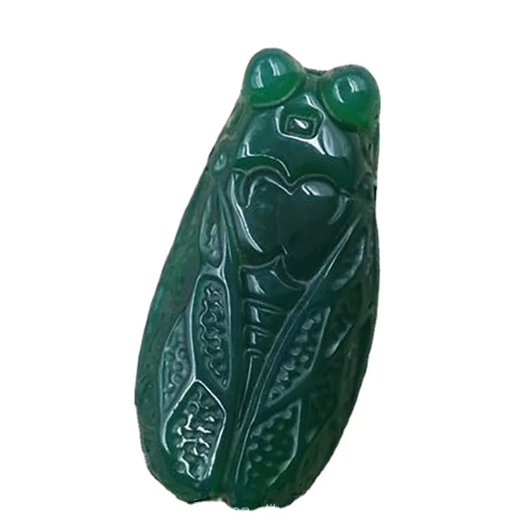 Ice Chalcedony Jade Cicada Kno