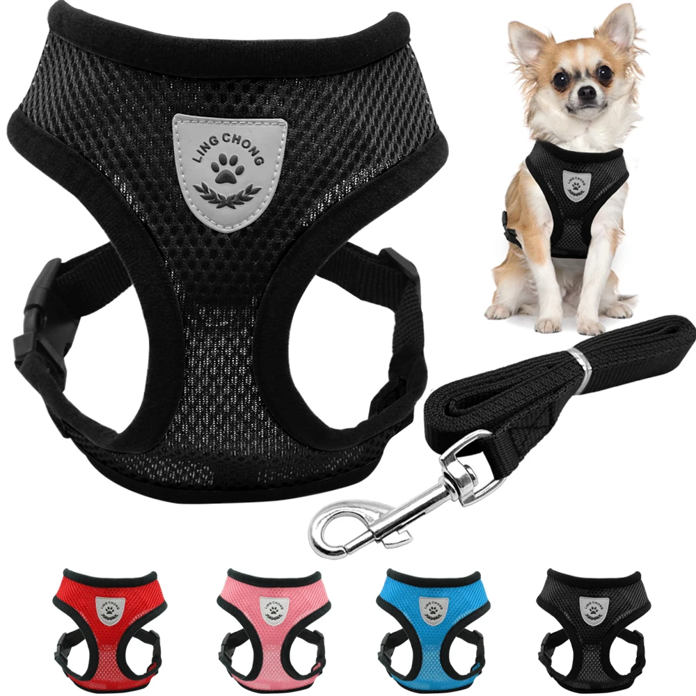 Dog Harness Chest Strap Puppy Vest Small Dog Pet Breathable Mesh and Leash Set 