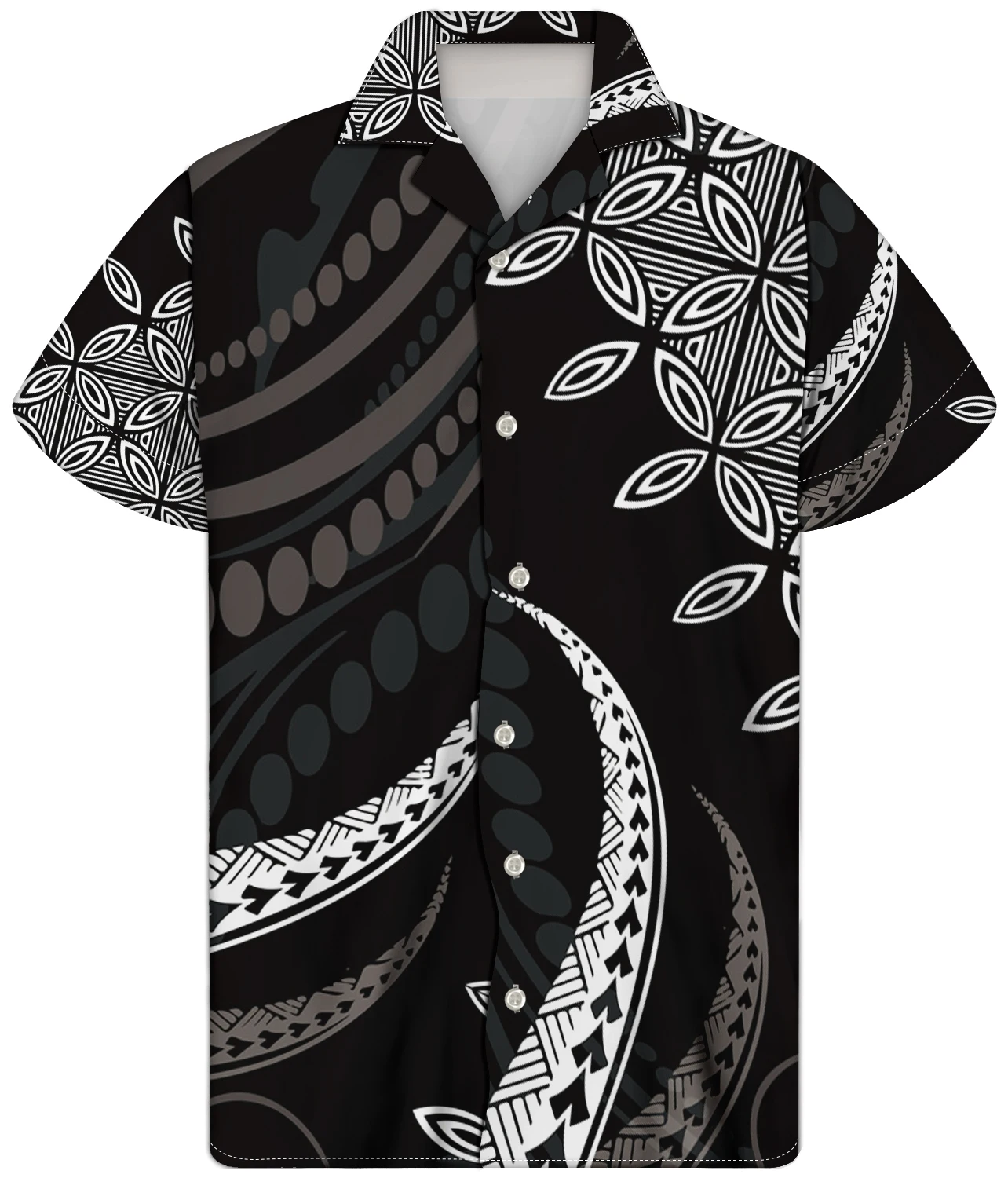 

Trendy Plus Size Men's Shirts Polynesian Tribal Print Stylish Hawaii Shirts For Men Short Sleeve Designer OEM Men T Shirts 2021