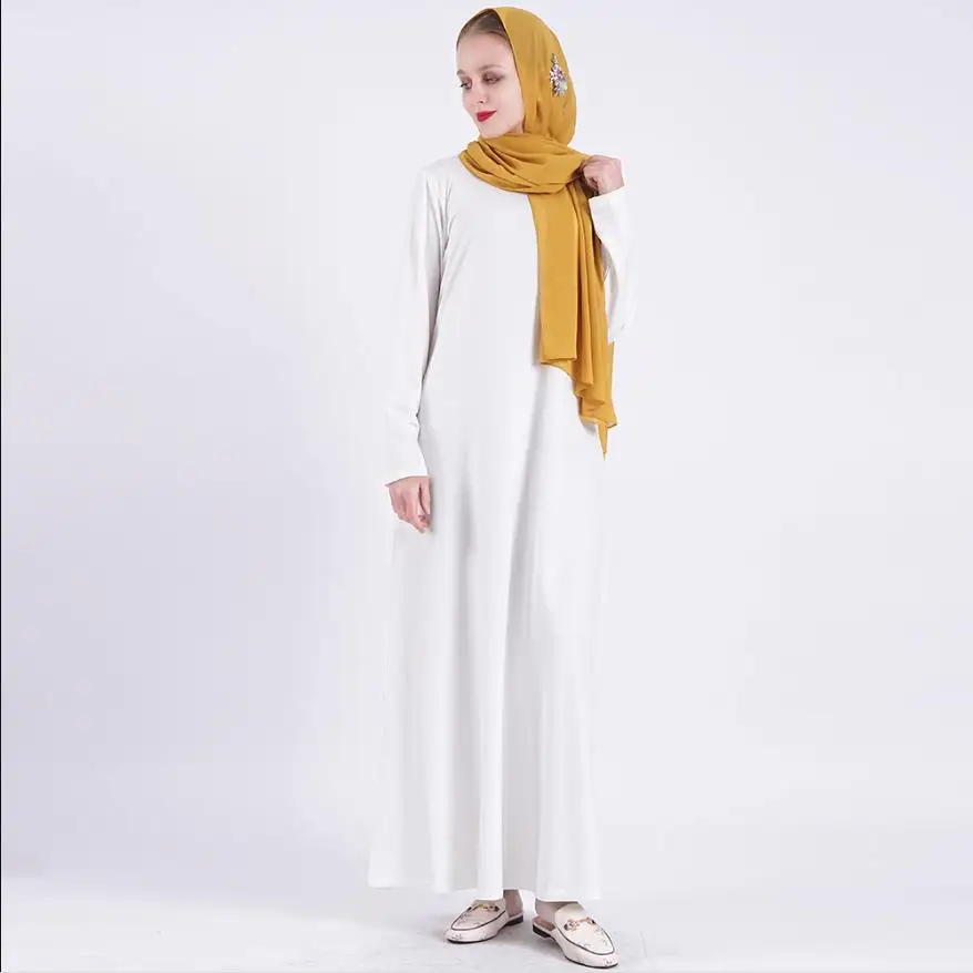 

Fashion inside basic muslim dress muslim Base peignoir full length shiny Milk shreds muslim abayas female islamic robes F1752