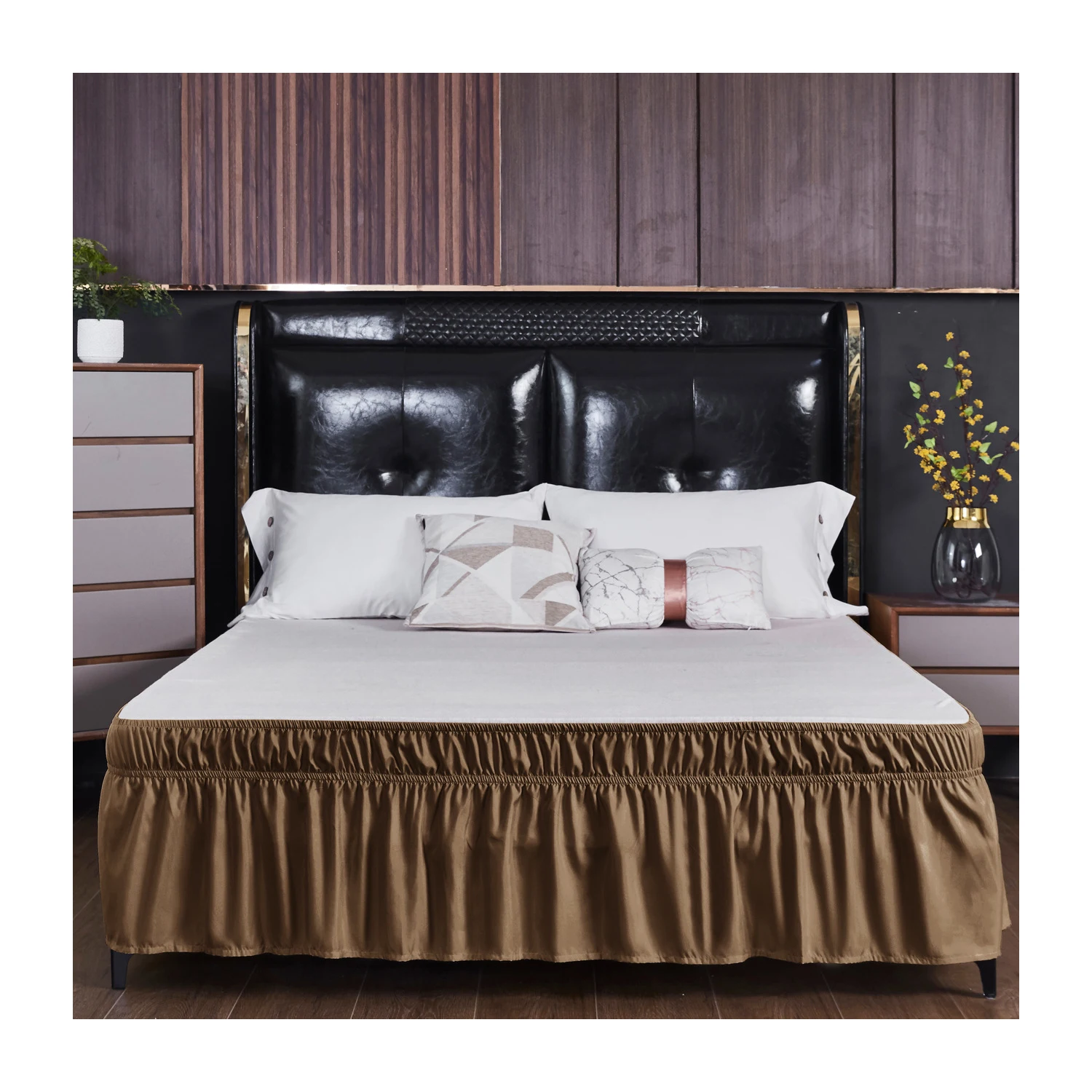 

Luxury Style China Factory Bedding Sets Soft Latex Mat Fitted Sheet Polyester Bed Skirts For Home