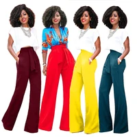 

wholesale casual basic pure color wide leg pants women with bandage