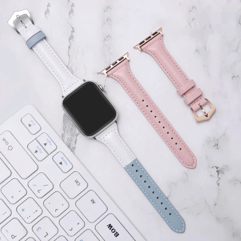 

Factory Wholesale Waterproof Apple Watch 6 Leather Watch Strap, Multi colors