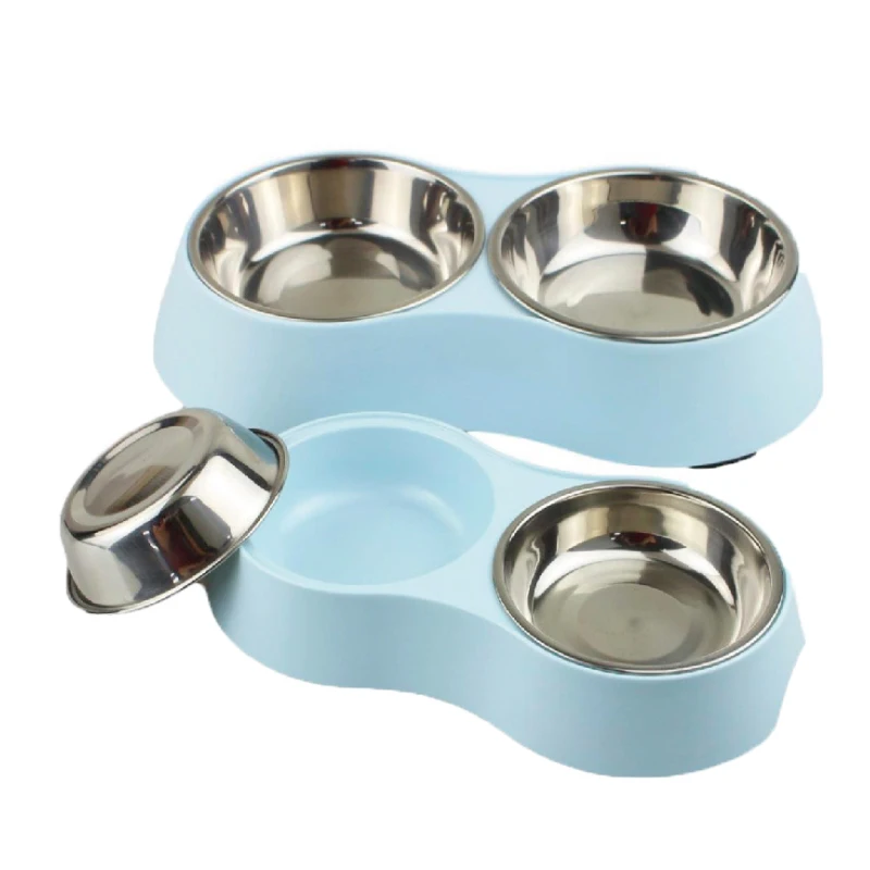 

RTS Double Durable Bamboo fiber Stainless steel water pet food bowl