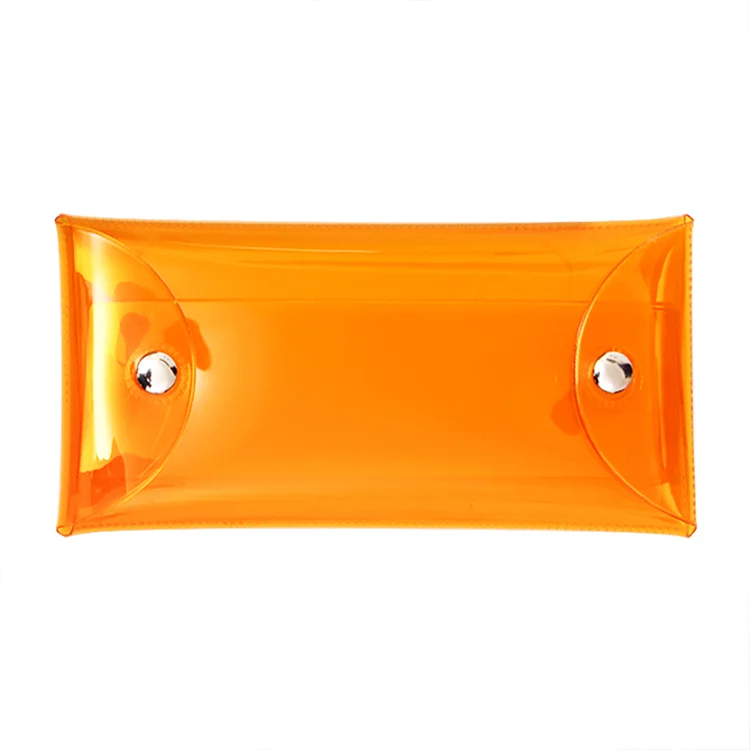 
PVC multi color transparent with double buckle pen case 