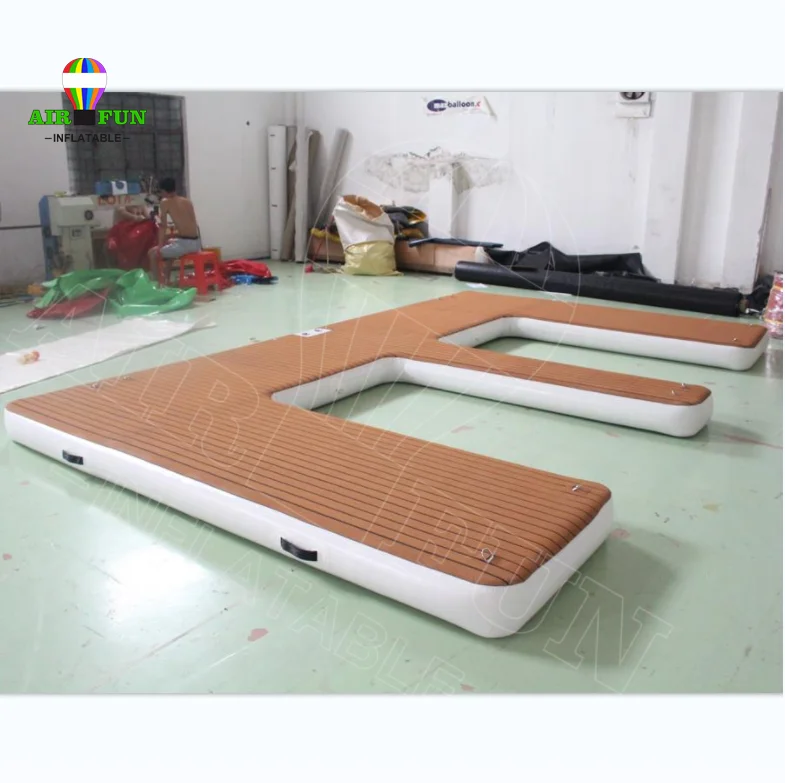 Jet Ski Teak Drop Stitch Sunbathing Yoga Water Pontoon Platform Inflatable Yacht Island Floating Dock Floating Swim Deck