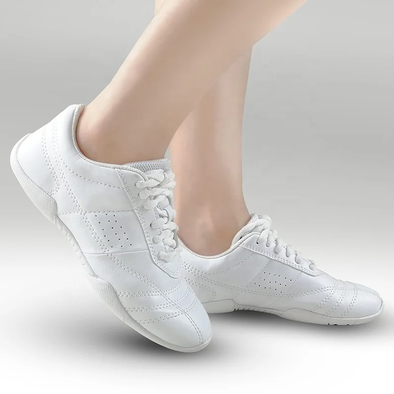 

Aerobics Training Sports Shoes Woman Men children Leather Upper Non-slip Soft Bottom Modern Dancing Fitness Cheerleading Shoes, White