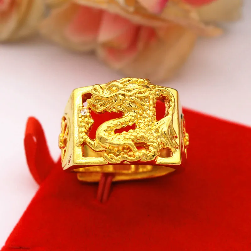 

Spot Color-Preserving Brass Gold-Plated Jewelry Vietnam Sand Gold Ring Men'S Fashion Domineering Popular Open Jewelry Wholesale