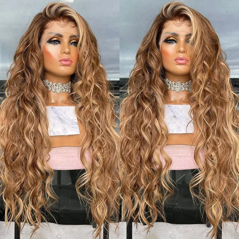 

Caramel Golden Blonde Lace Front Wig for Women 13x4/13x6 613 Highlights Colored Frontal Wigs Curly Remy Human Hair Wig150% 180%