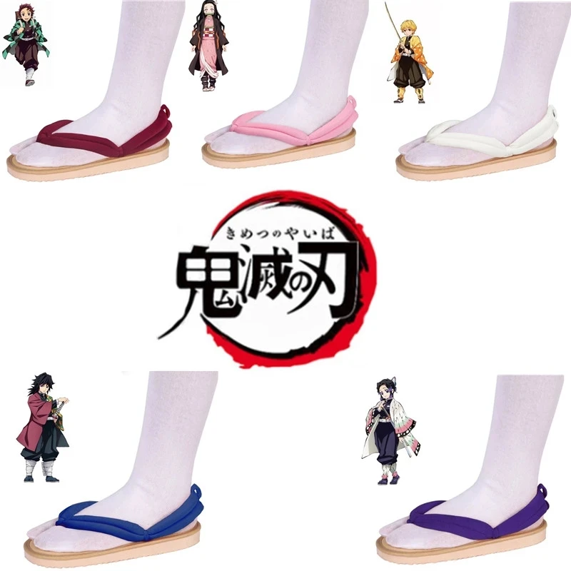 

Anime Demon Slayer Cosplay Shoes Kimetsu No Yaiba Kamado Tanjirou Clogs Sandals Kamado Nezuko Geta Kochou Shinobu Flip Flops, Customized color