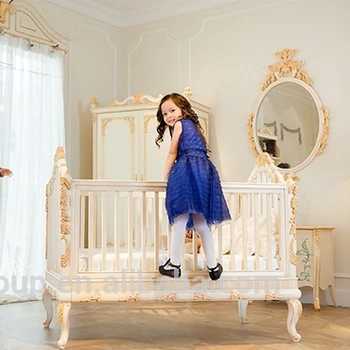 Wy108 Hot Selling Solid Wood Unfinished Wooden Baby Crib Adult