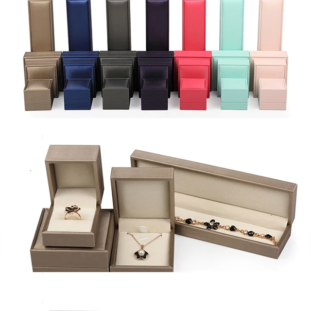 

ADELANTE Hot Sale brushed PU Leather Jewelry Box Ring Box Gift Box Jewerly, Champagne, silver gray, blue, pink, rose red, water green, purple