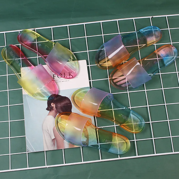 

2022 high quality women's shoes indoor and outdoor transparent PVC jelly sandals flat beach slip-on slippers sandal jelly