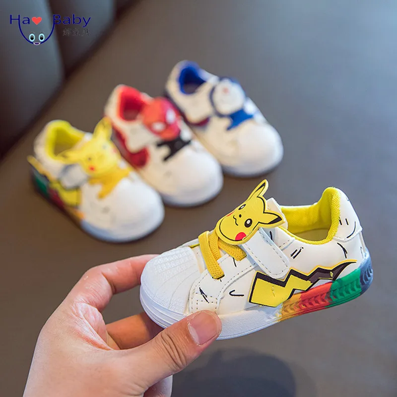 

Hao Baby 2021 Fashion Infant Cartoon Rainbow Soft Sole Anti Slip Sneakers, Yellow ,red, blue