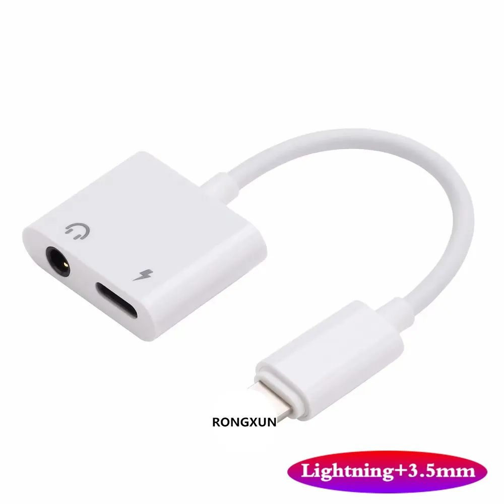 

For IOS13 Phone Adapter For Lighting To 3.5mm Converter Earphone Audio Adapter 2 in 1 Aux Cable