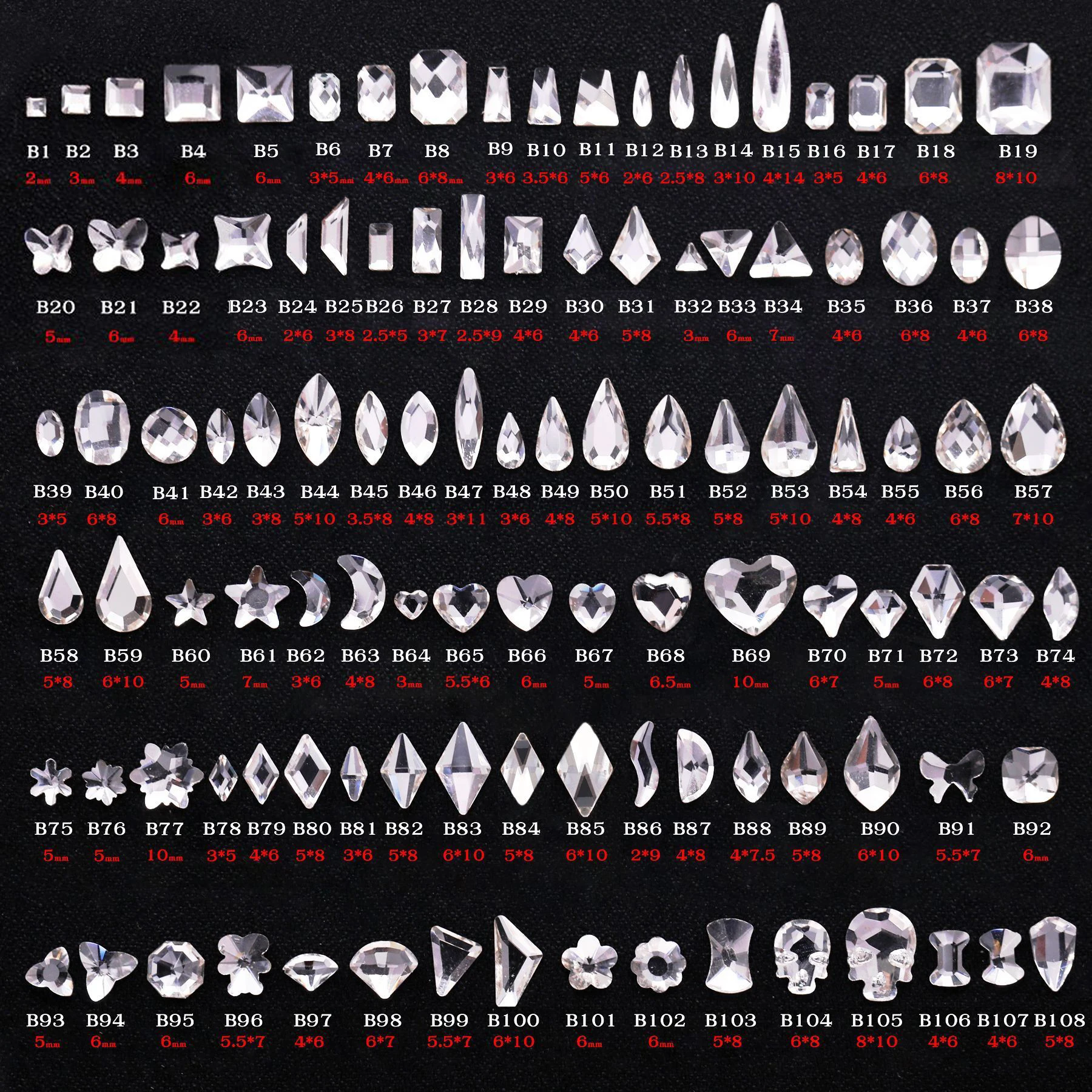 

Various Shapes Nail Art Crystal Non Hot Fix Rhinestone Flat Back Rhinestones Hot Sale Products